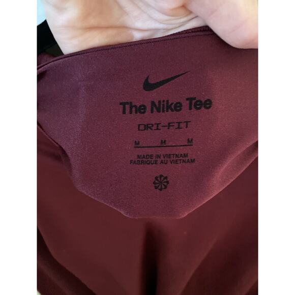 Nike Shirt Mens Size Medium Dri Fit Long Sleeve Maroon Black Swoosh Gym Athletic - Picture 4 of 7